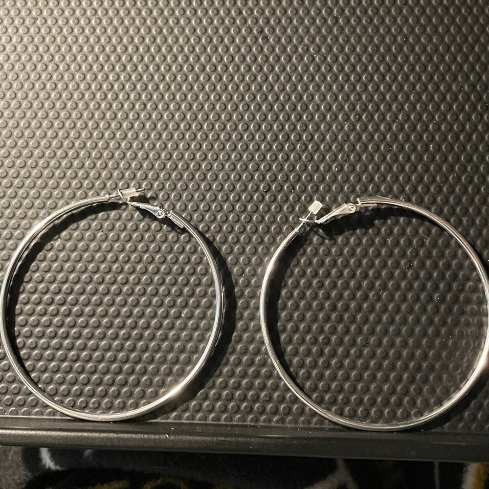 Silver Hoops - Picture 3 of 4